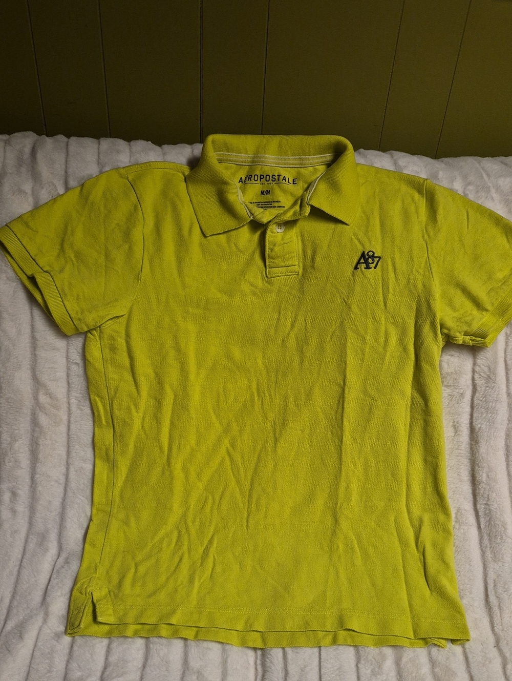 Aeropostale Men's Neon Lime A87 Polo